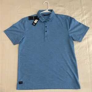 Travis Mathew Striped Blue Polo Shirt